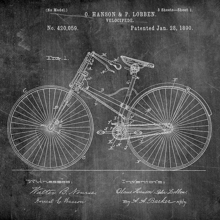 Fresh Prints of CT - Wholesale Art Print - Velocipede Bicycle 1890 Patent Art Print