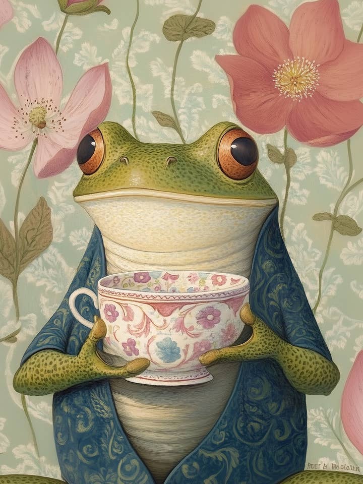 Animal Tea Time: Frog | Card Fripperies for wholesale by Fripperies