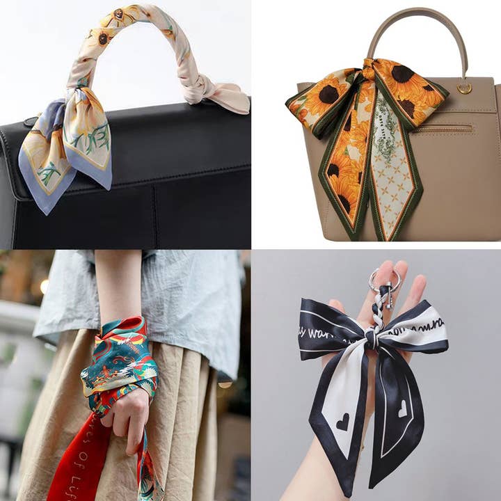 ACCITY - Wholesale Scarf - Women's - Chic Floral Letter Twilly Scarf Gift Wrap_CWASC00983