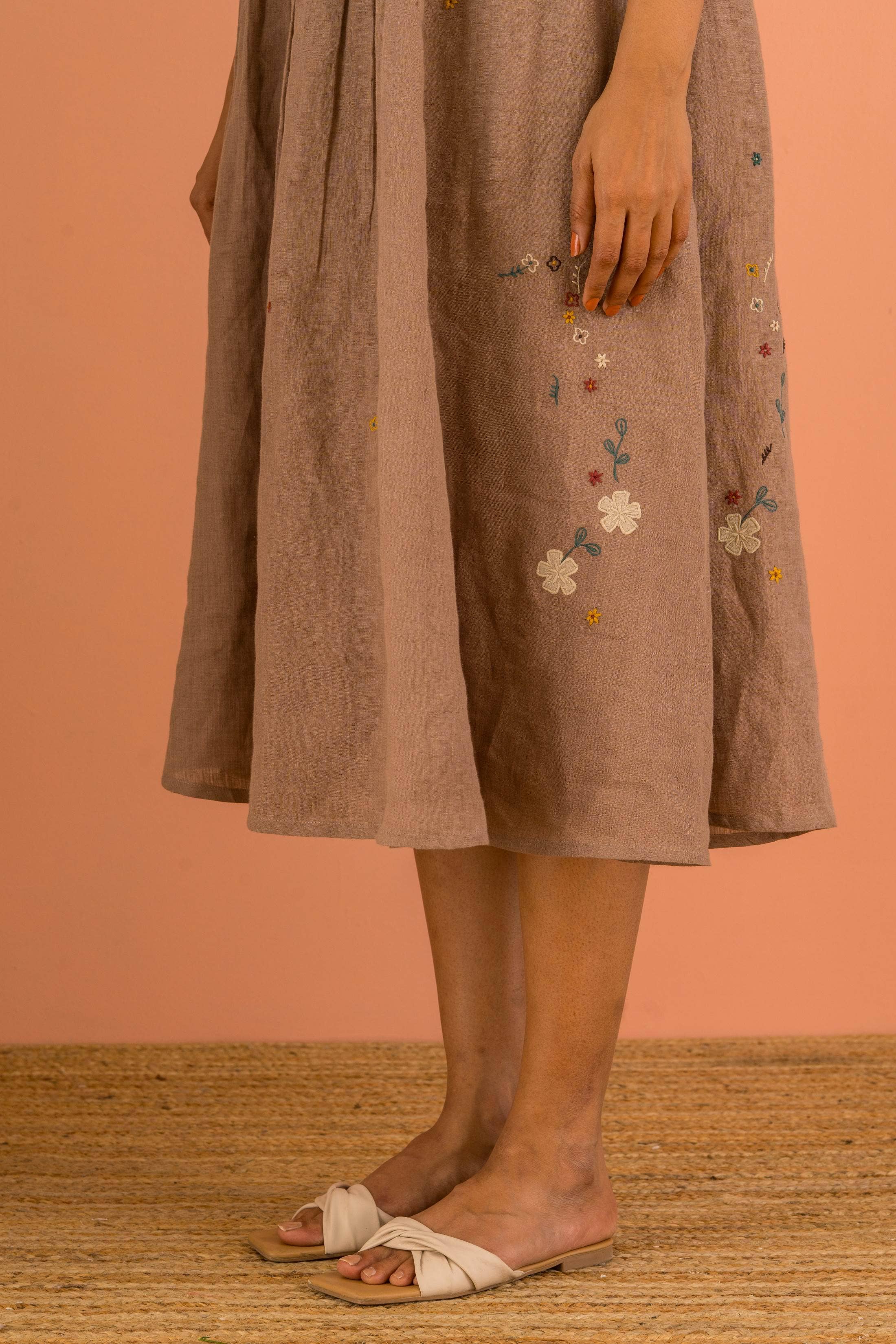 Muted Mocha Linen Erica Dress for wholesale on Faire3