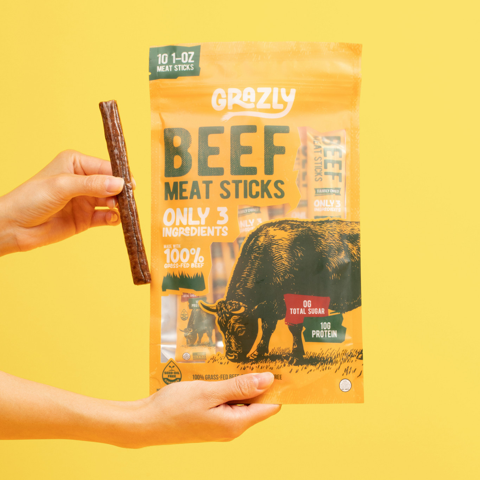 Grazly - Wholesale Jerky - Plain Beef Meat Sticks2
