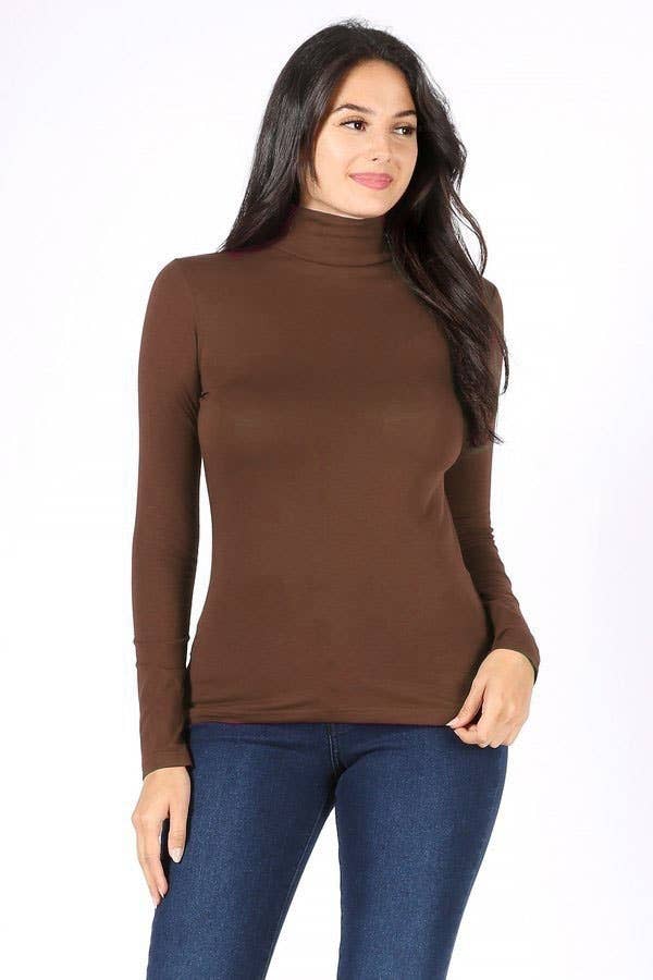 Color 5 - Wholesale T-Shirt - Women's - Solid color turtle neck long sleeve cotton lycra t shirt19