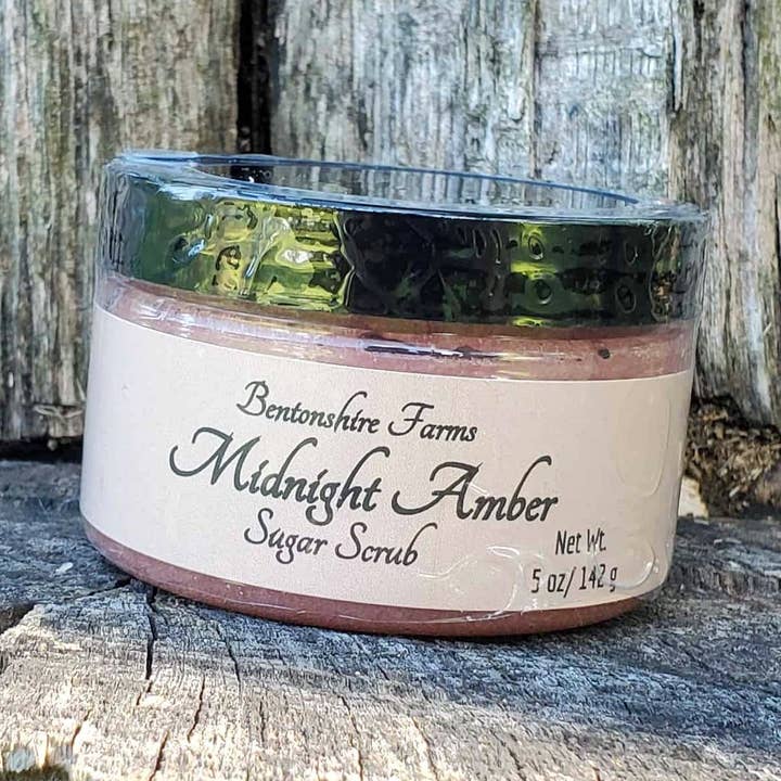 Midnight Amber Sugar Scrub for wholesale by Bentonshire Farms Soap Co.