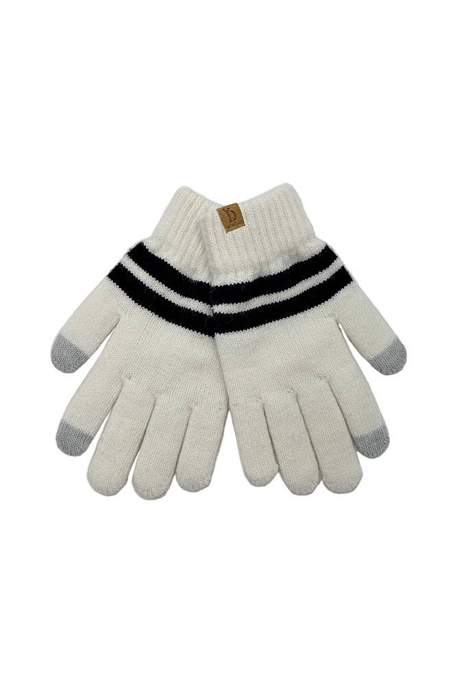 Hana - Wholesale Gloves - Women's - Super Soft Striped Knit Touch Gloves1