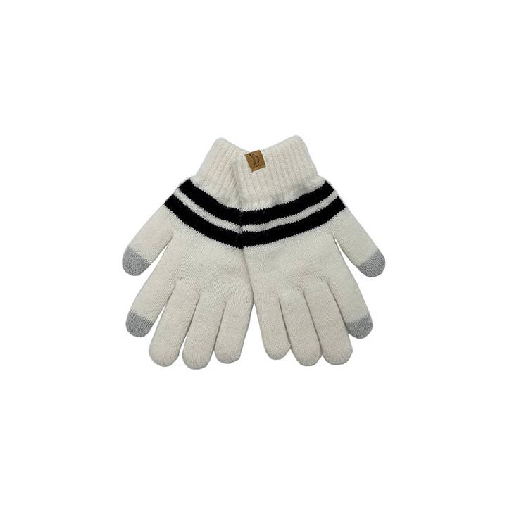 Hana – Engroshandel Handsker - Dame – Super bløde stribede strikkede berøringshandsker1