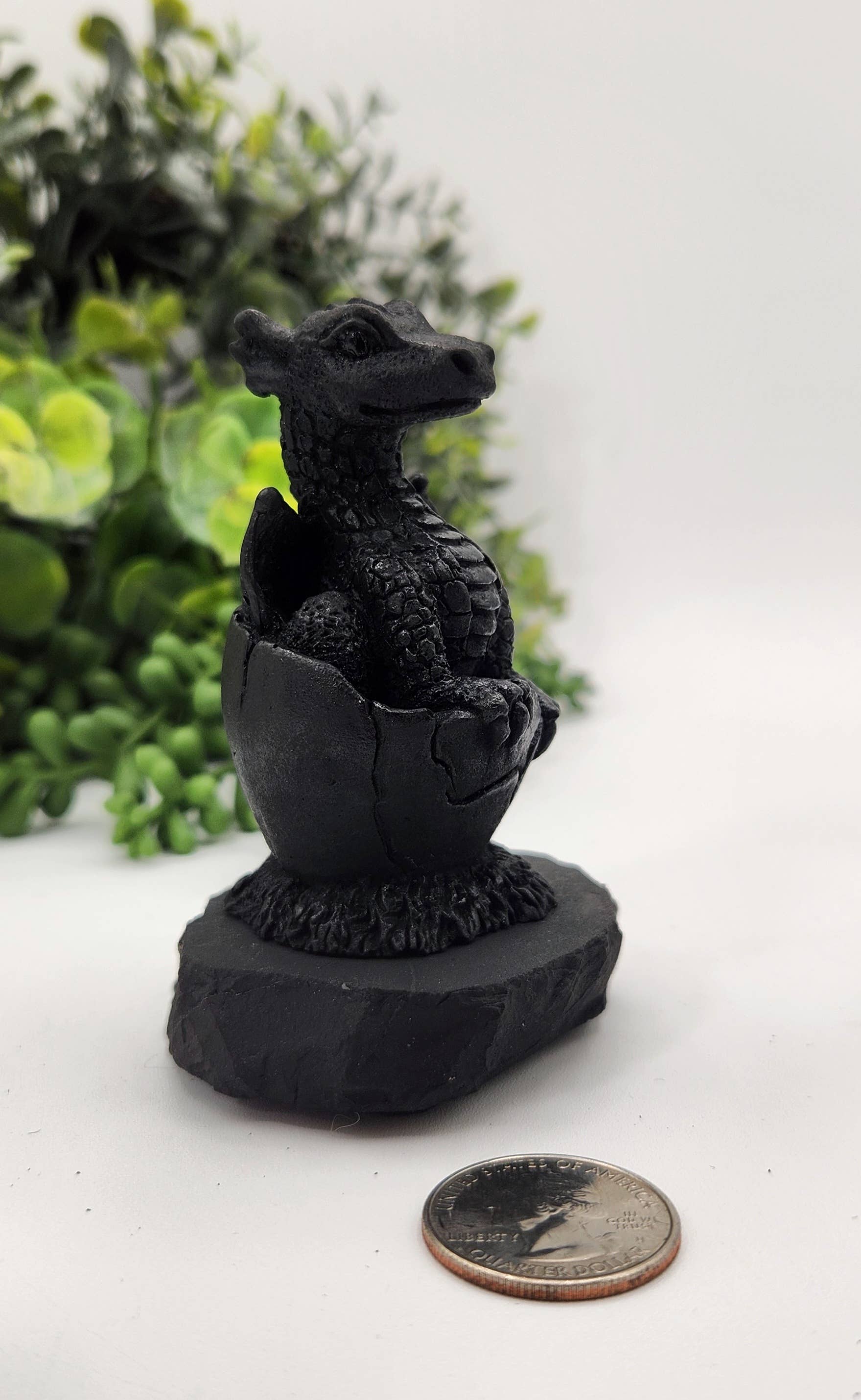 Meraki Gemstones - Wholesale Decorative Figurine - Shungite Figurine Dragon in Egg - EMF Protection(7x9.5x11cm)5
