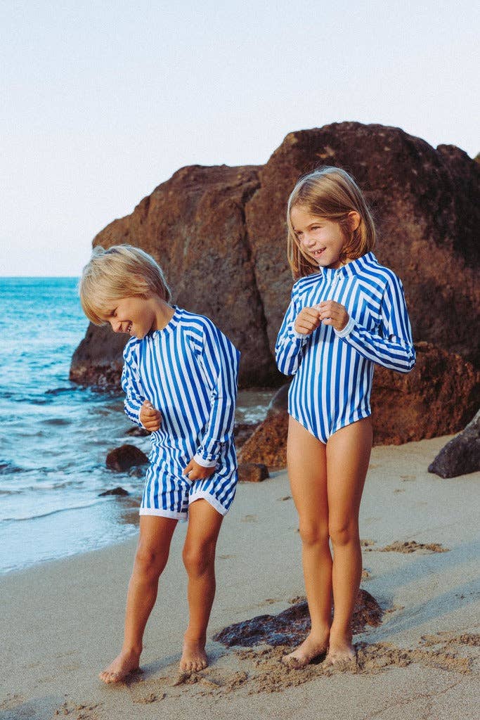 Juillet Juillet – Engroshandel Romper - Baby – Juillet Juillet unisexedragtdragt i blå/hvide striber med UPF 50+ solbeskyttelse3