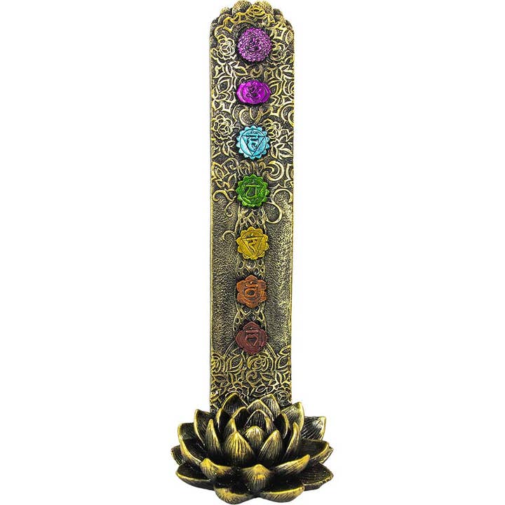 Polyresin Incense Holder - Lotus w/ 7 Chakras (Each) for wholesale by Kheops International