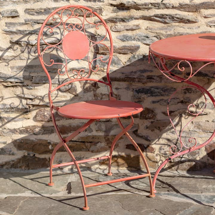 Zaer Ltd. International - Vente Salon de terrasse - Chaise et table rondes « Le Chardenoux 1908", 3 pièces, 3 couleurs3