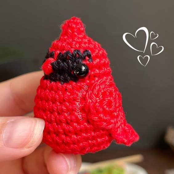 Crochet Red Cardinal, Amigurumi Bird, Stuffed Symbolic Gift for wholesale by TOMOPOD LLC