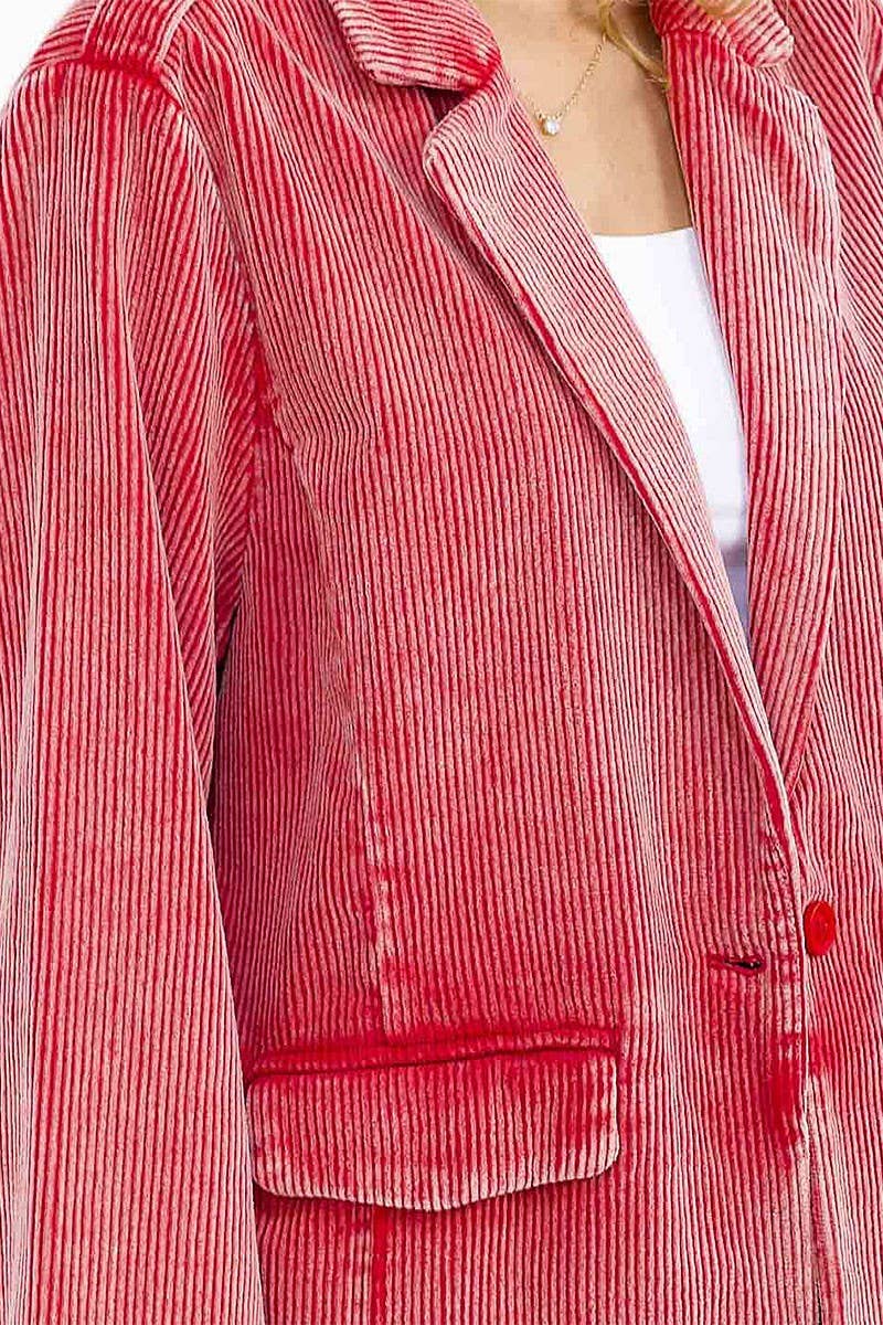 ROUSSEAU - Wholesale Blazer - Women's - WASHED CORDUROY FRONT POCEKTS BLAZER7