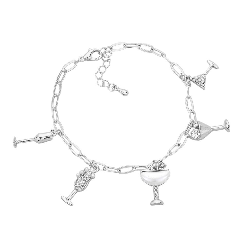 Sensibling Corp. - Wholesale Charm/Dangle Bracelet - Cocktail Hour Charm Station Paperclip Chain Bracelet
3