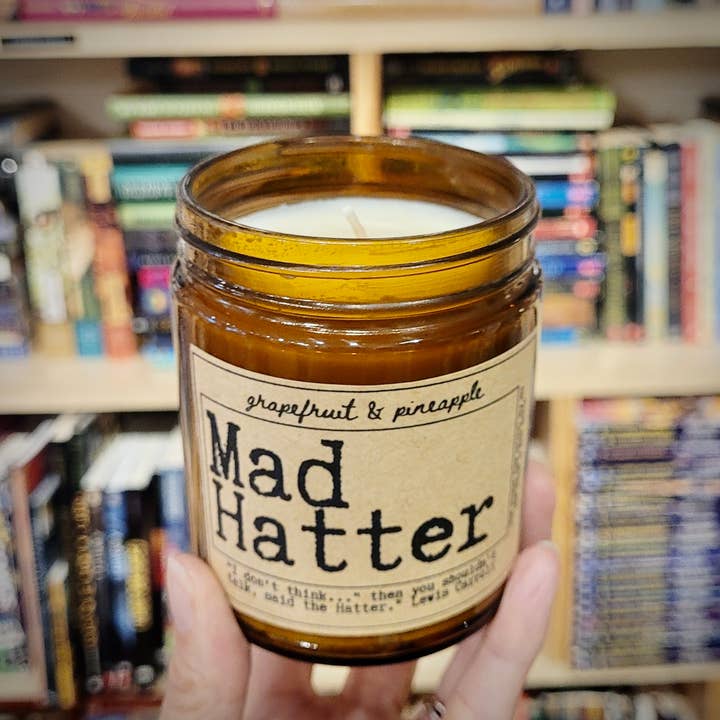 NovelTea Bookstore & Gifts - Wholesale Jar/Filled Candle - Mad Hatter - Grapefruit and Pineapple Scented Candle2