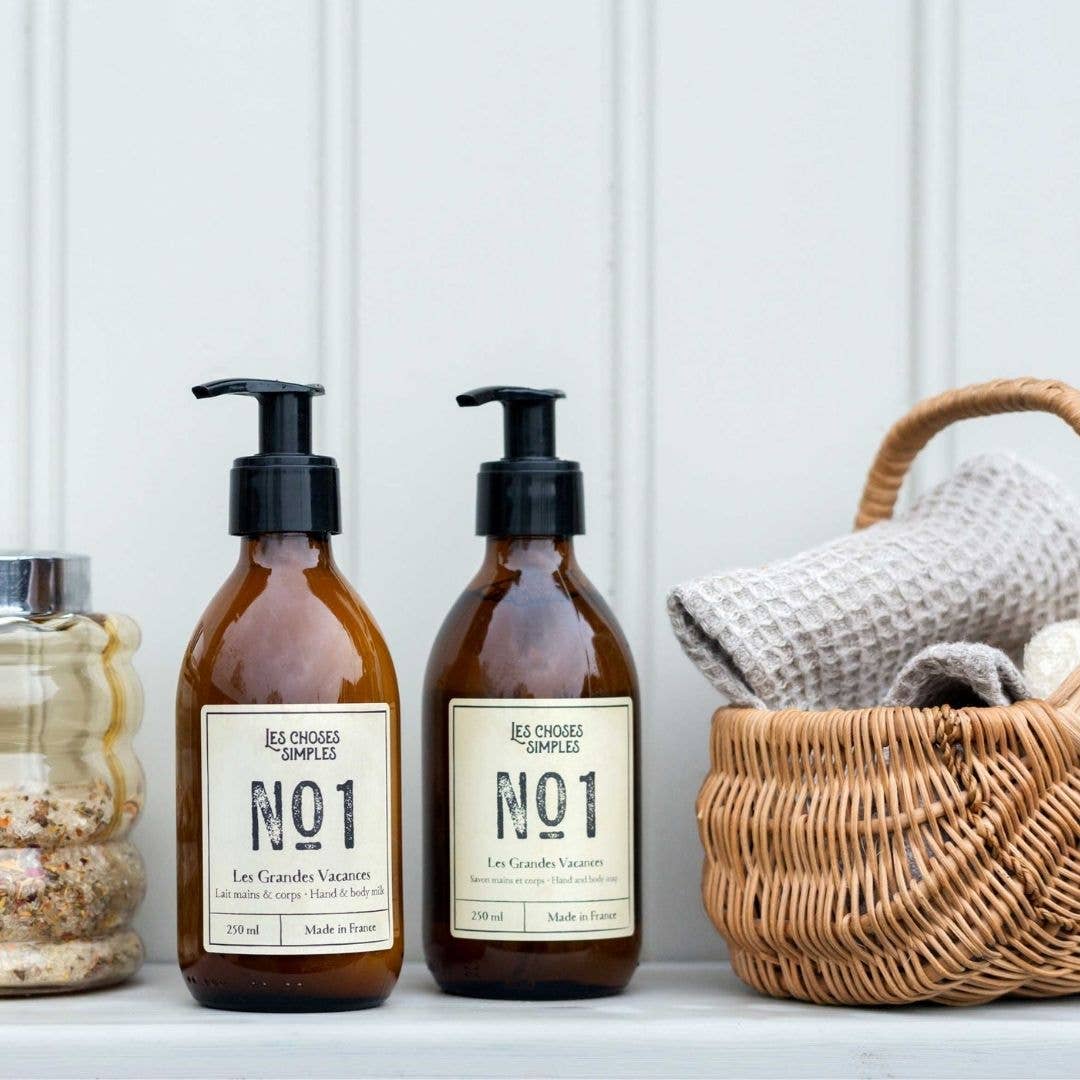 Les Choses Simples - Vente Savons/lotions pour les mains - Savon mains et corps - N°1 Ambre (250 ml, flacon en verre)1