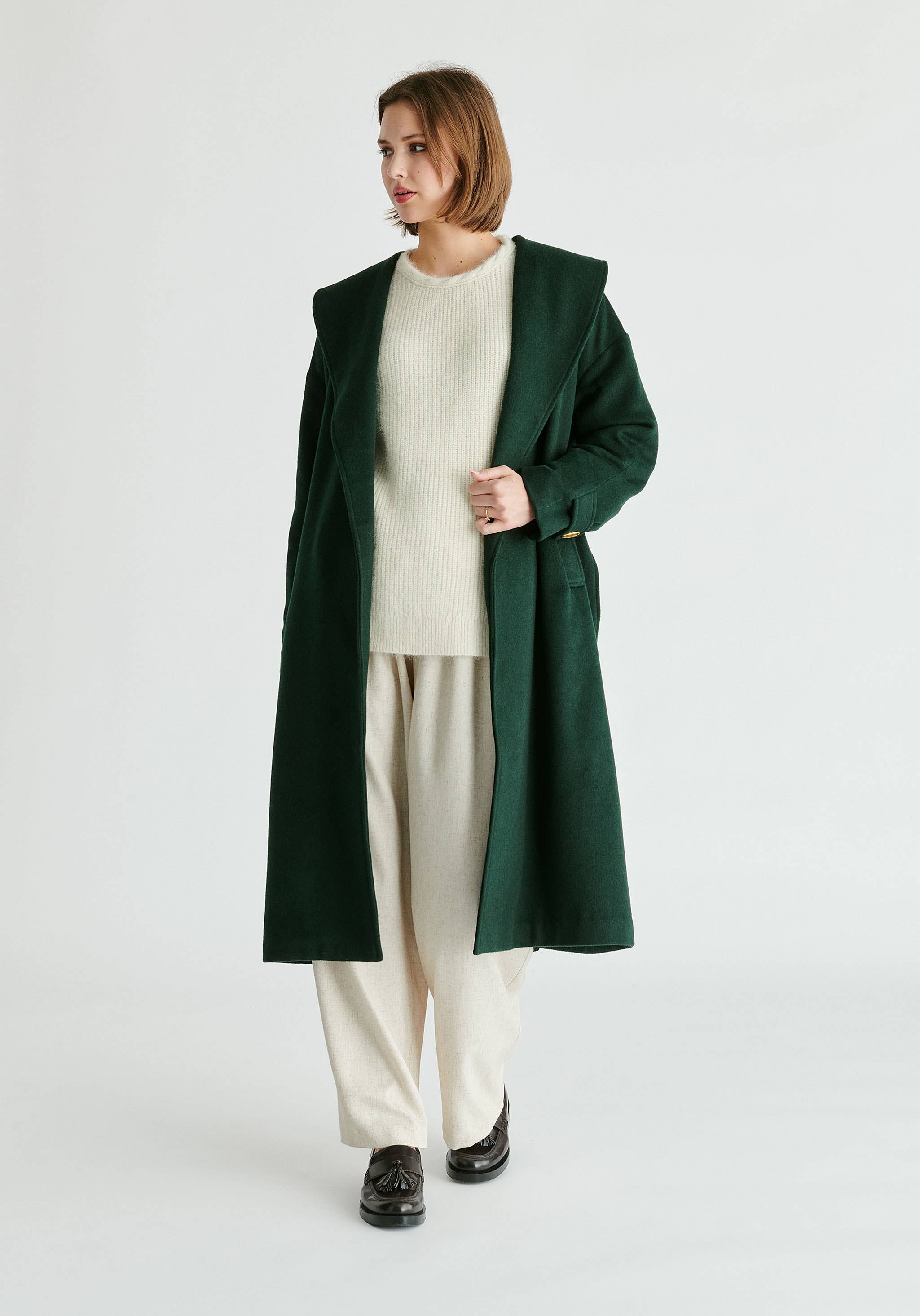 Paisie - Wholesale Coat - Women's - Shawl Collar Wool Coat with Belt13