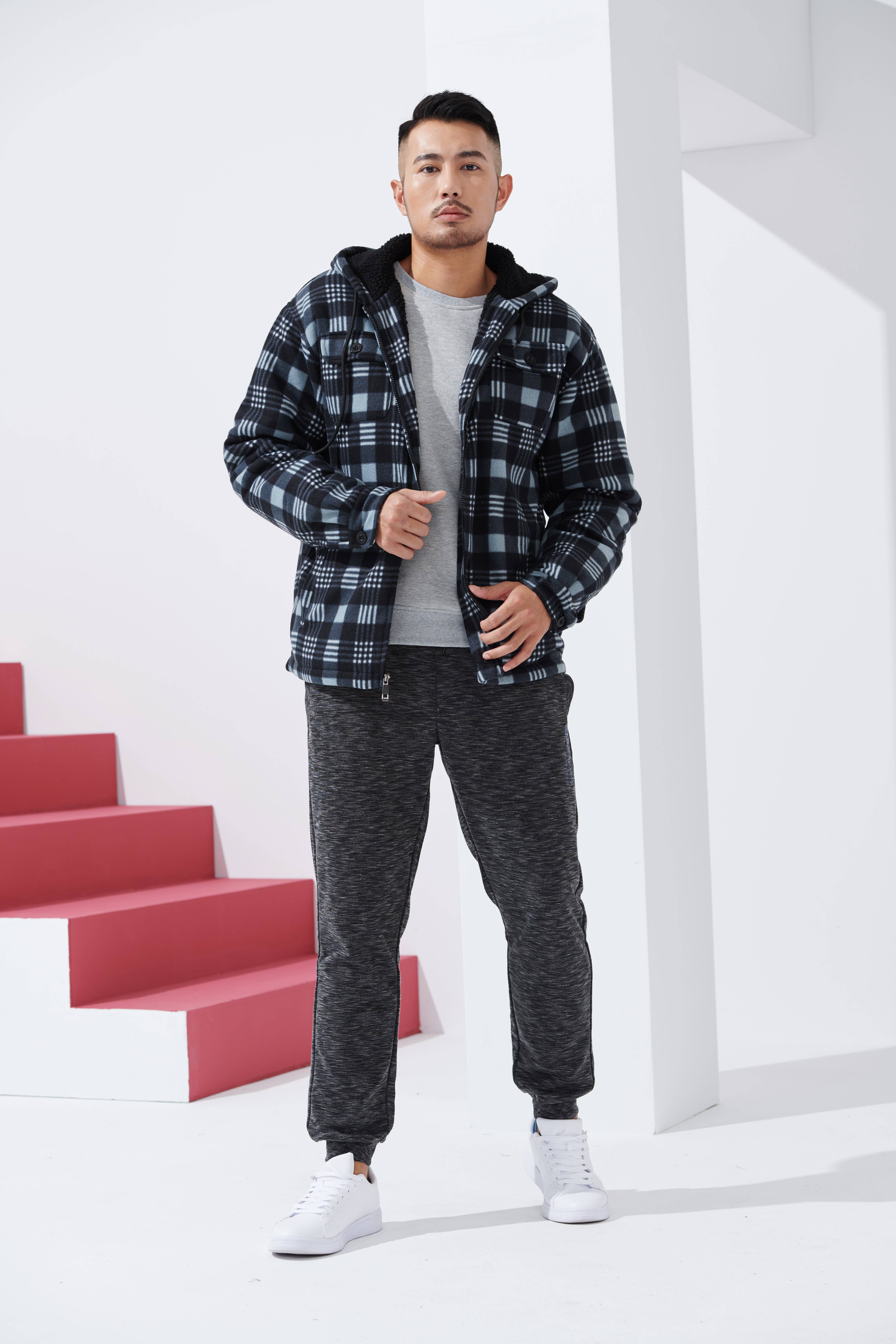 LeeHanTon - Wholesale Jacket - Men's - LeeHanTon Men's Hooded Sherpa Lined Plaid Jacket0