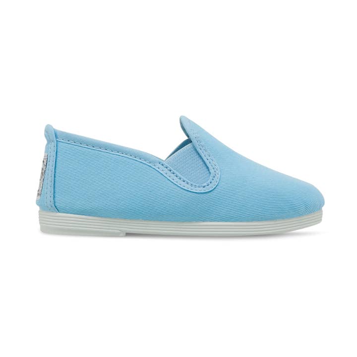 Slip Kids Sky Blue Luna em Plimsoll por atacado de Flossy Shoes