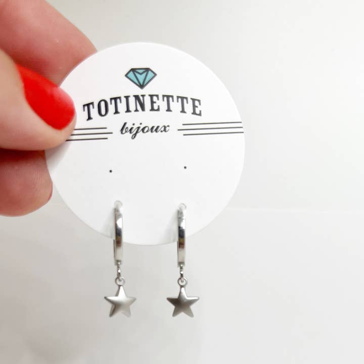 Star Huggie Hoops - Gold or - Gold or Silver for wholesale by Totinette bijoux