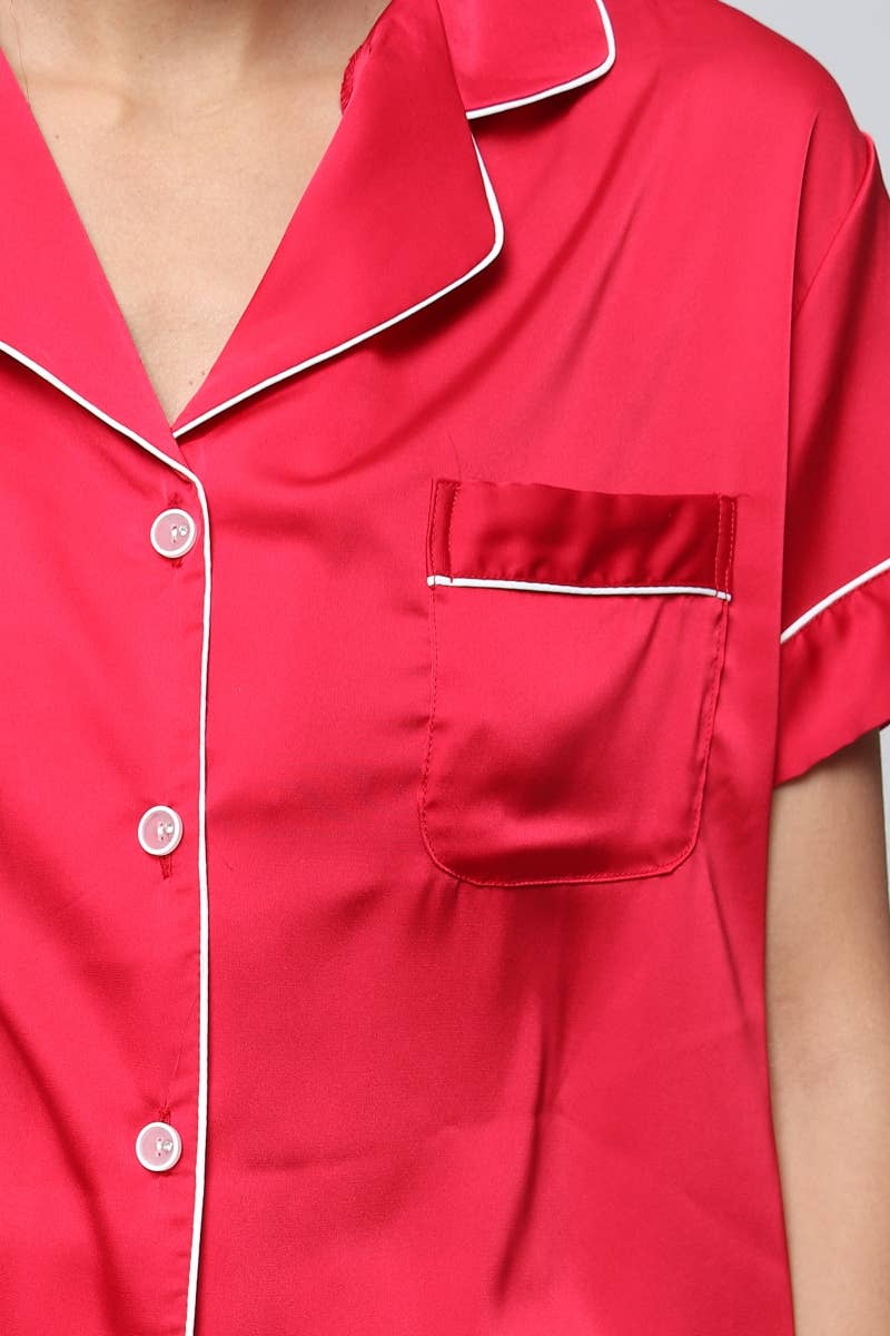 Belle Com'Elle – wholesale Sleepwear set – Women's – Solid Satin Pajama Set / N4651111