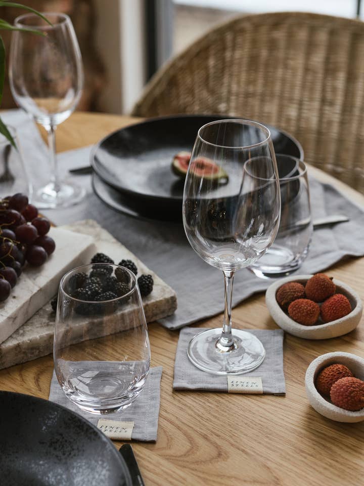 Light Grey Linen Coaster Set Of 4 for wholesale by Linen Spells