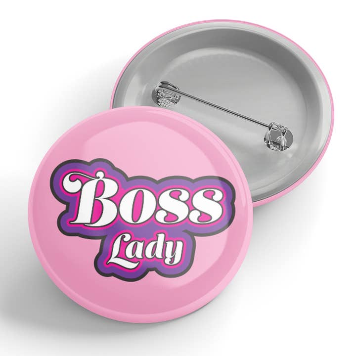 Boss Lady Button for wholesale by Black River Letterpress & Paper Co.