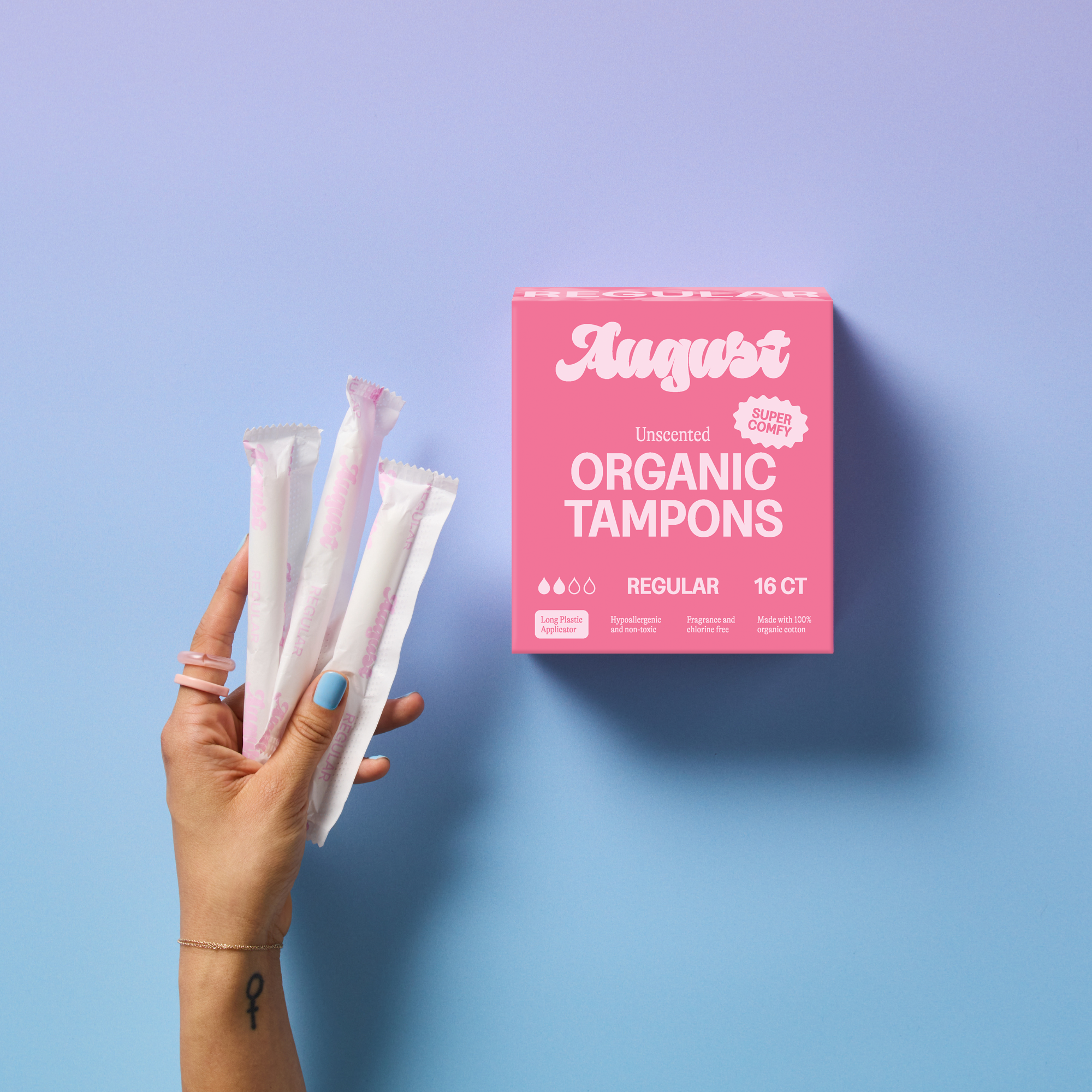 August - Wholesale Tampon - 16ct Sustainable Regular Tampons2