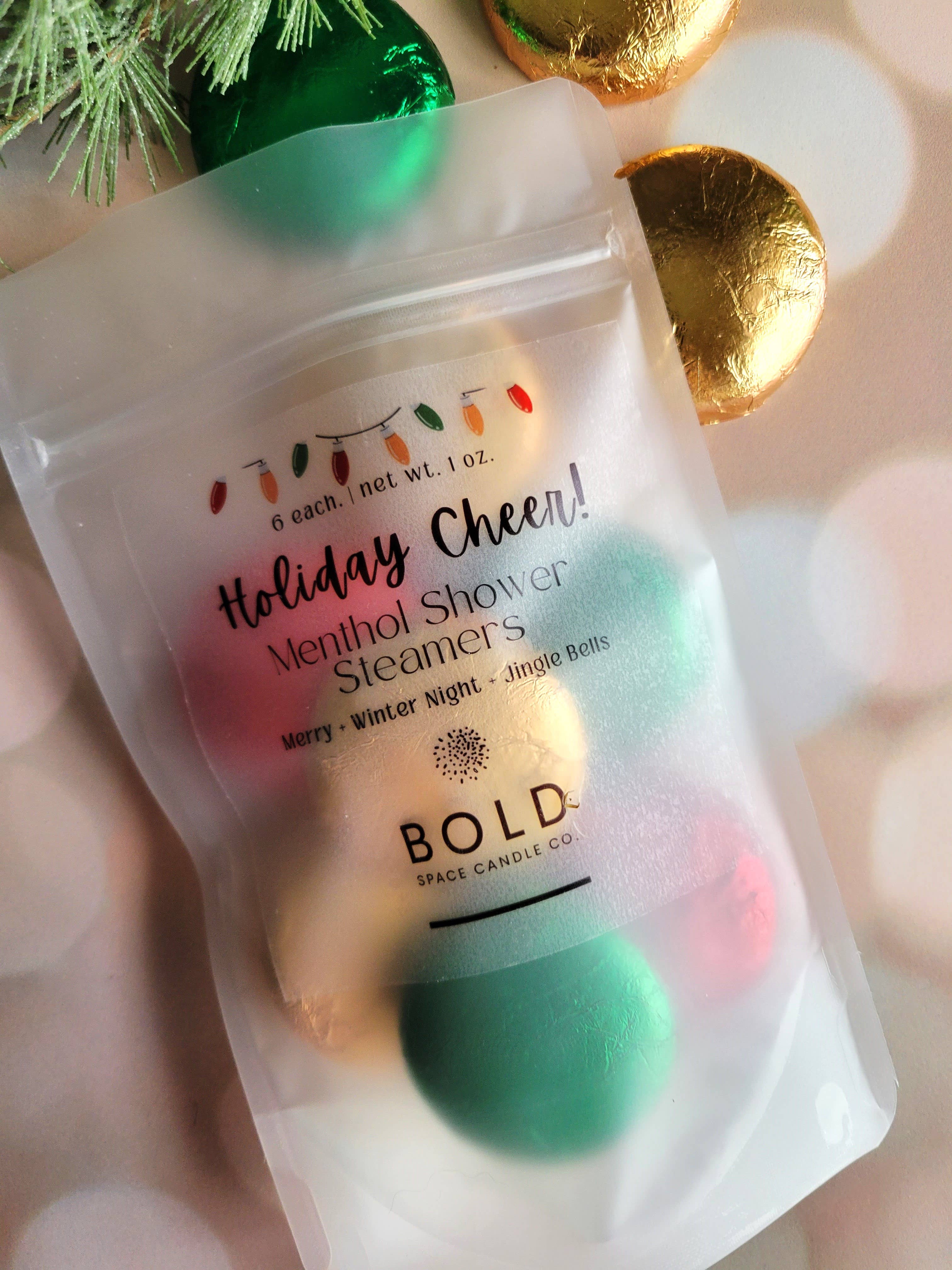 Bold Space Candle Co. - Vente Bombe de douche/galet bien-être pour la douche - Coffret Cadeau de 6 Bombes de Douche Festives – Fêtes 🎁4