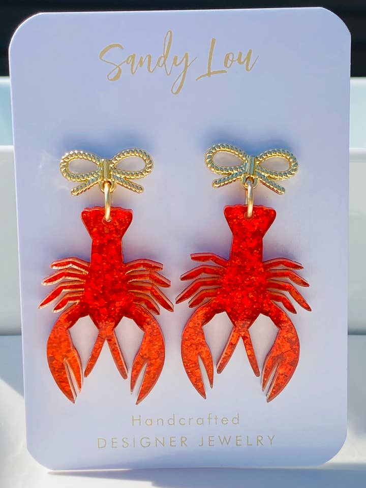 Laissez Les Bons Temps Rouler Crawfish Earrings for wholesale by Sandy Lou Designs