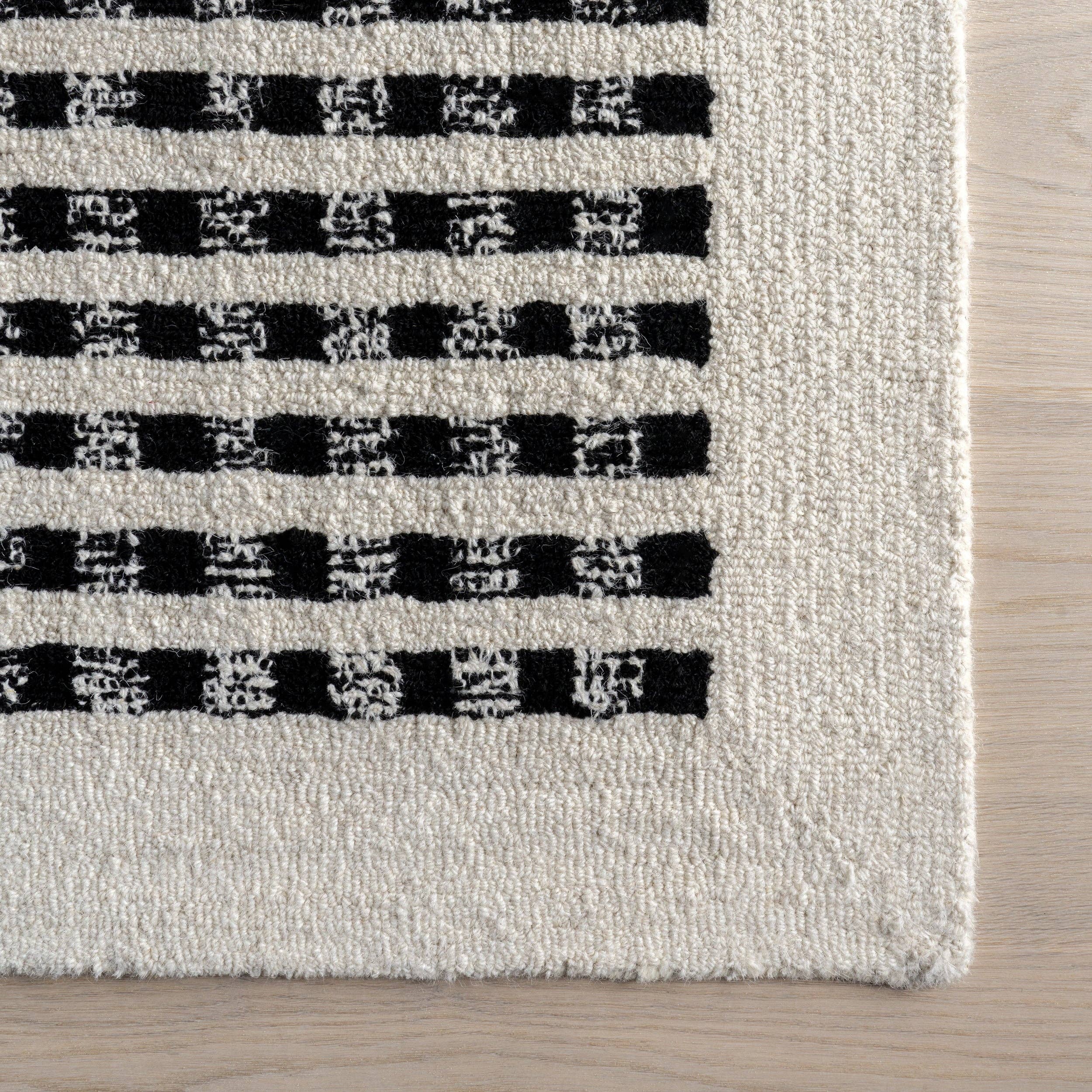 Ivory Adahlia Checkered Wool Area Rug for wholesale on Faire13