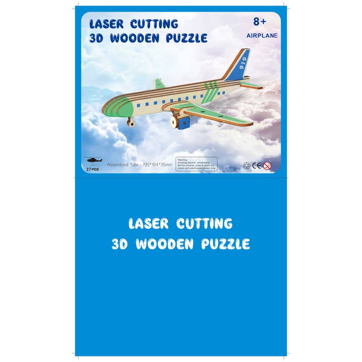 BestPysanky - Vendita all'ingrosso Puzzle - Bambini - Kit Modello Aereo Passeggeri - Puzzle 3D in Legno Tagliato al Laser (27 Pezzi)