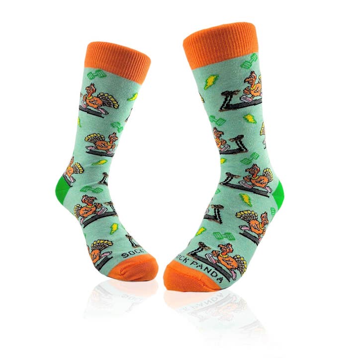 Running Turkey Socks from the Sock Panda (Adult Small) - Turkey Trot for wholesale by Sock Panda