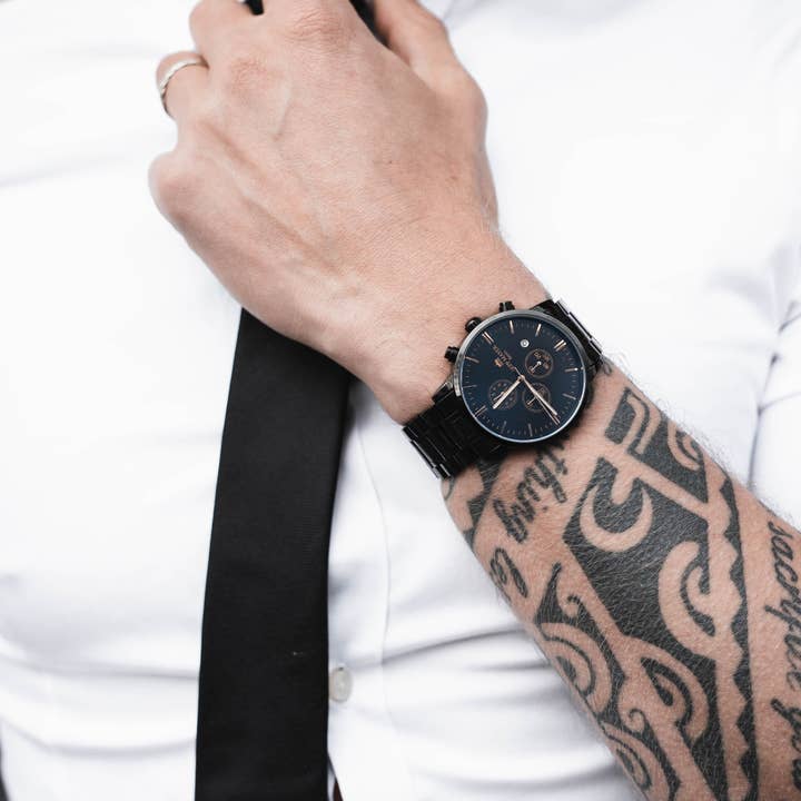 Sepp Mayer - Wholesale Wrist Watch - Unisex - Spandau U7 - Black/Rose Gold Watch