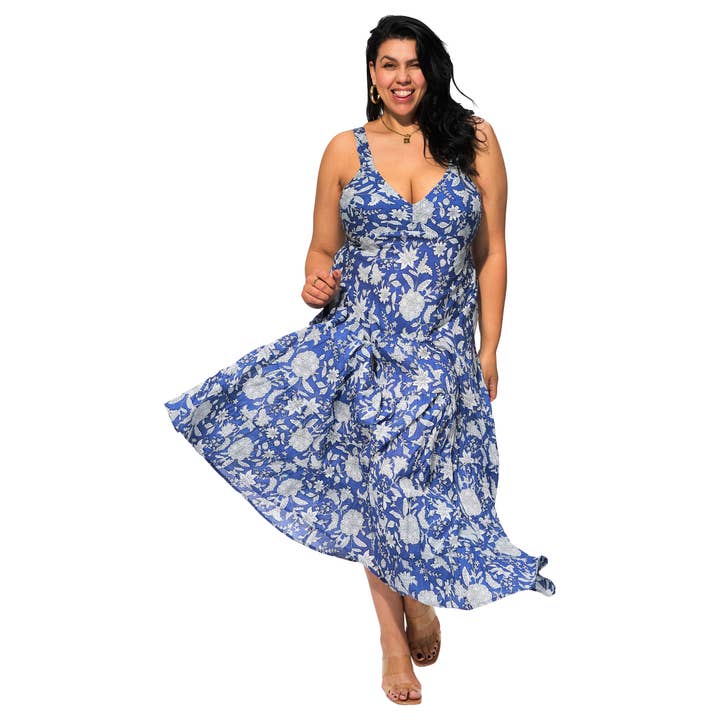 ÄRMELLOSES LANGES SOMMERKLEID MAXIP0041I für den Großhandel von La Mano Boho