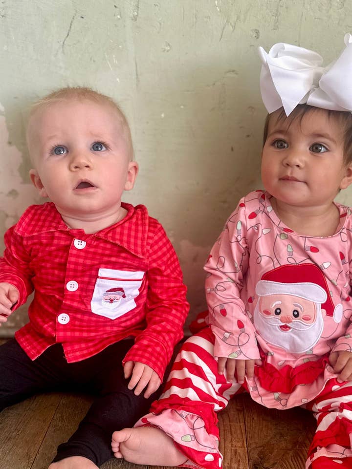Cowpuncher Babe - Wholesale Top & Pant Set - Kids - SANTA SPARKLE RUFFLE SET3