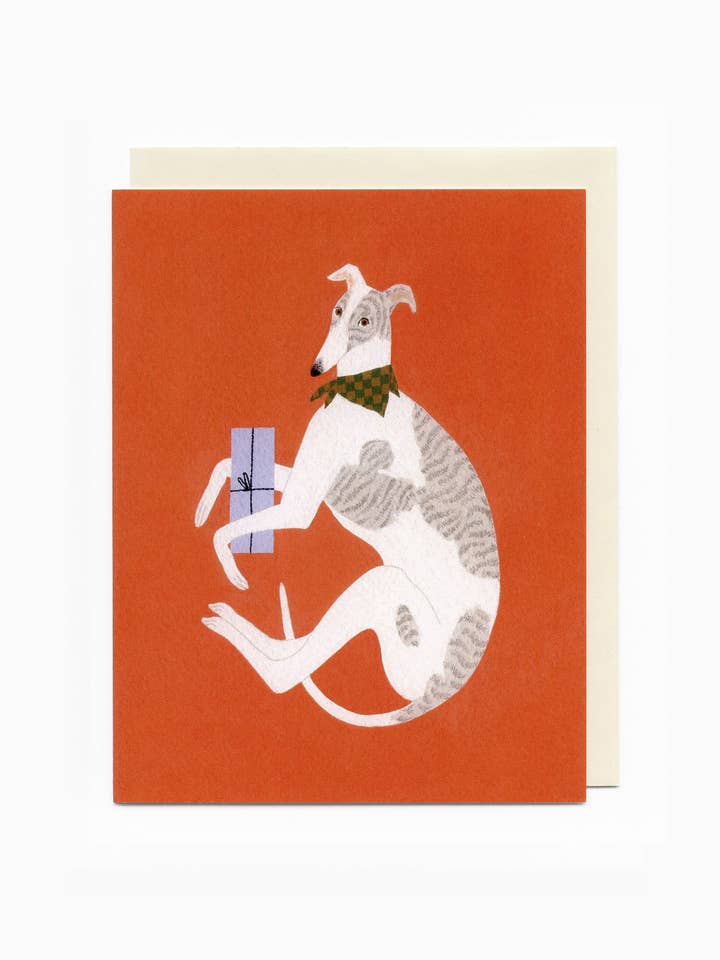 "Greyhound Gift" greeting card for wholesale by Yelena Bryksenkova