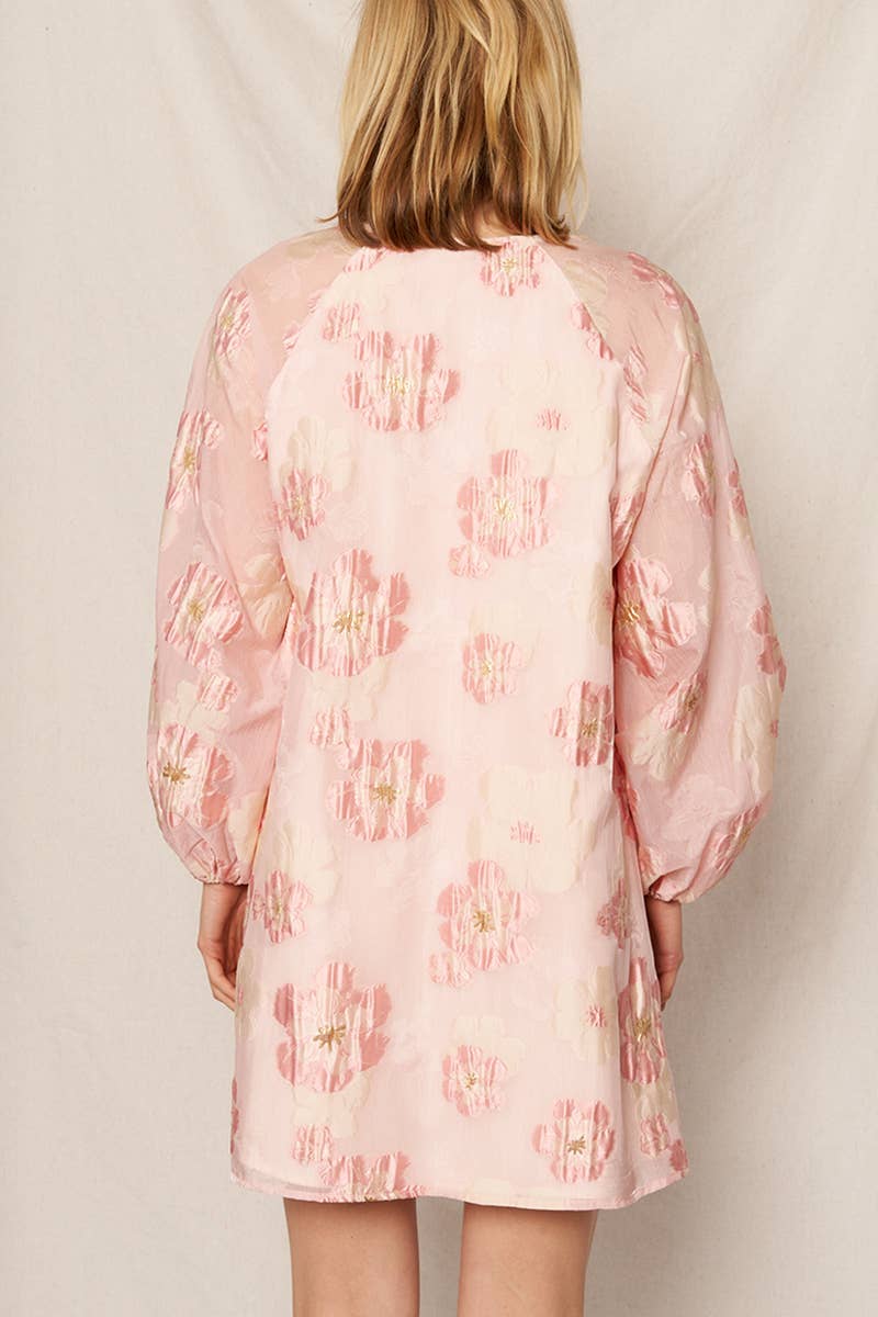 En Crème - Wholesale Dress - Women's - Bubble Sleeve Floral Organza Mini Dress11