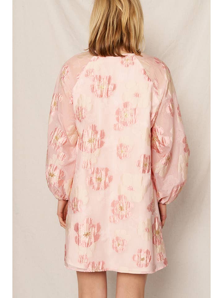 En Crème - Wholesale Dress - Women's - Bubble Sleeve Floral Organza Mini Dress11