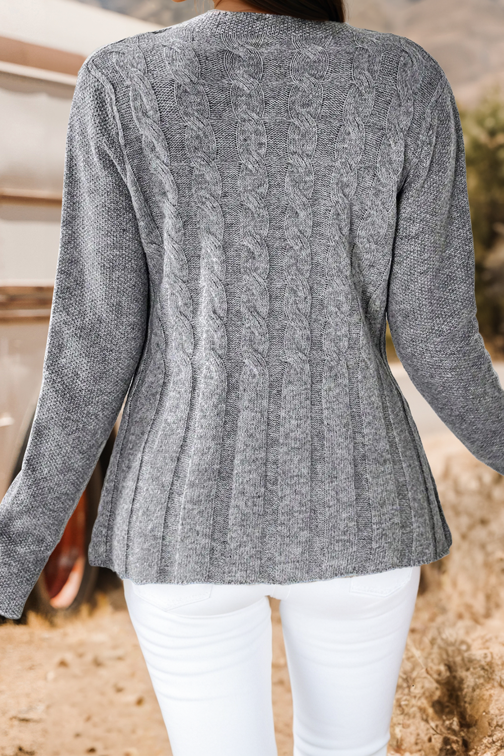 High rise Fashion-W Cable Knit Cardigan Sweater for wholesale on Faire1