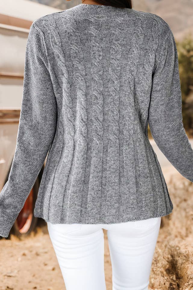 High rise Fashion-W Cable Knit Cardigan Sweater for wholesale on Faire1