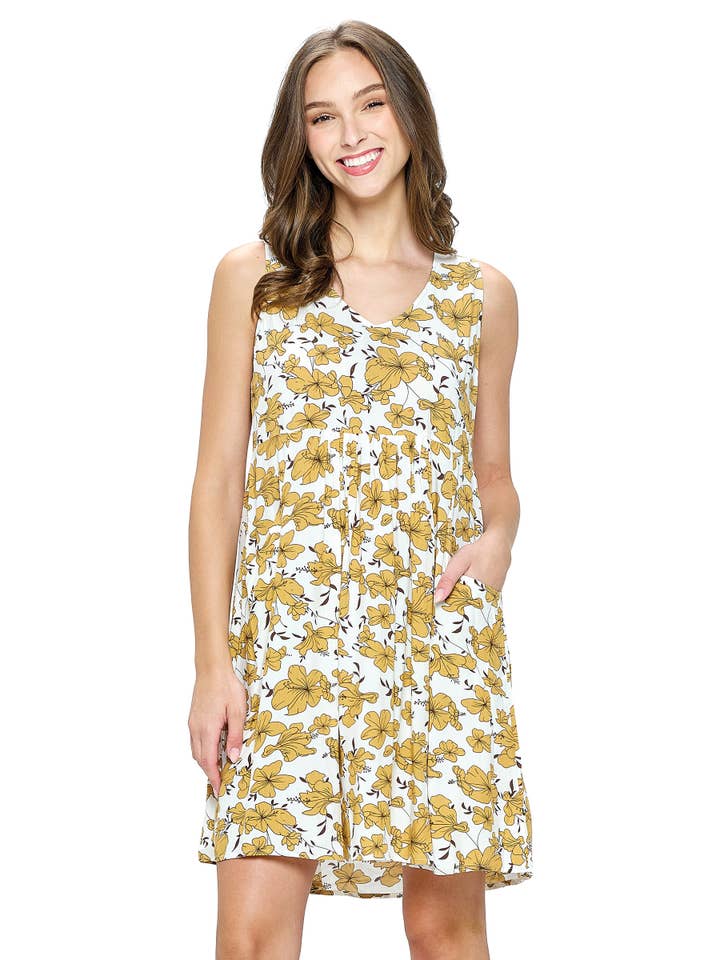 Yak & Yeti – wholesale Klänning - Dam – Klänning med blommönster och fickor1