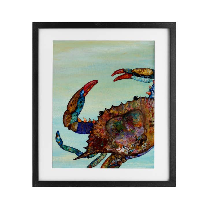 Detailed Collage Crab - Print Under Glass Wall Art for wholesale by Stupell Industries