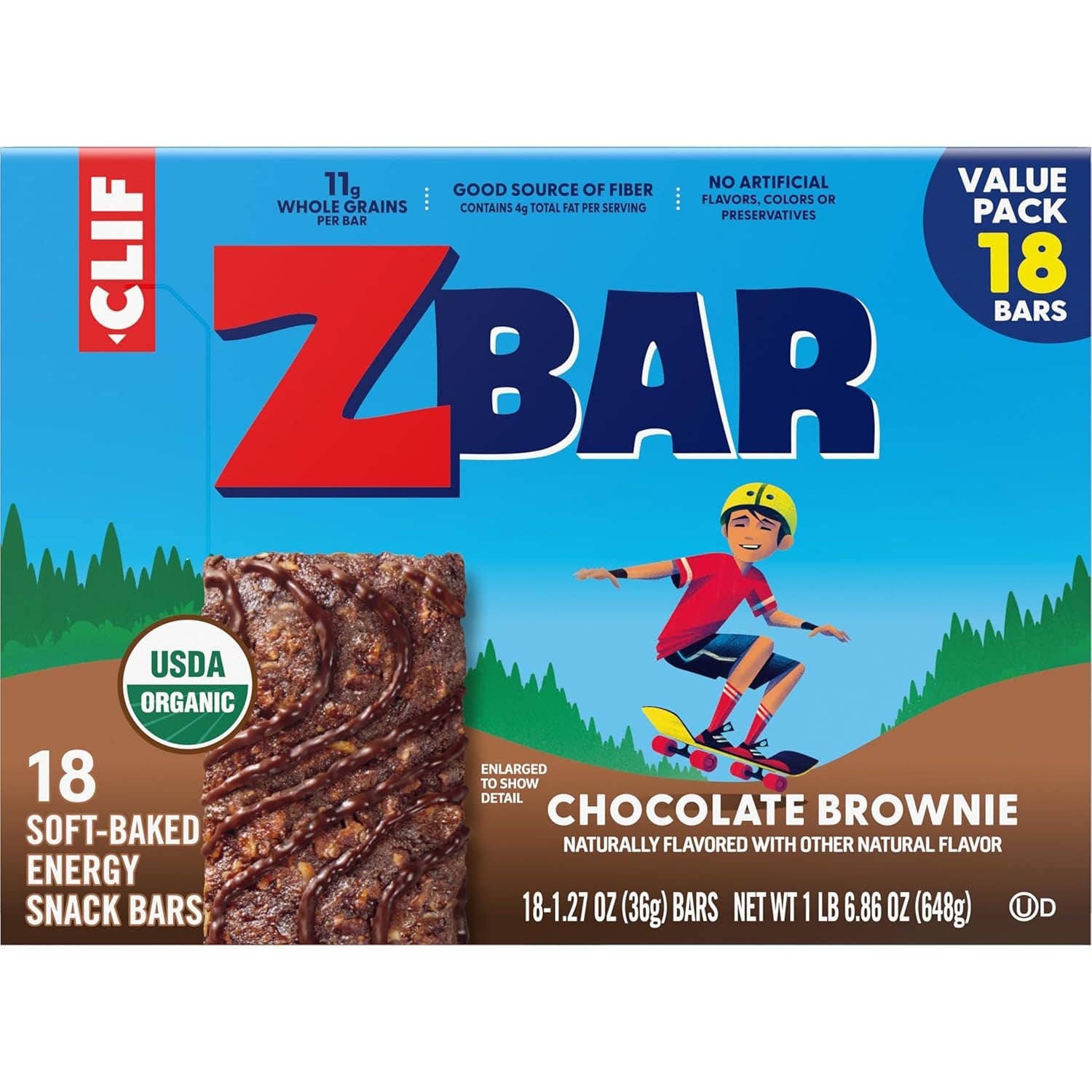 Snacky Candy - Wholesale Snack Bar - Clif Kid ZBAR Choco Brownie 1.27oz 18 count1