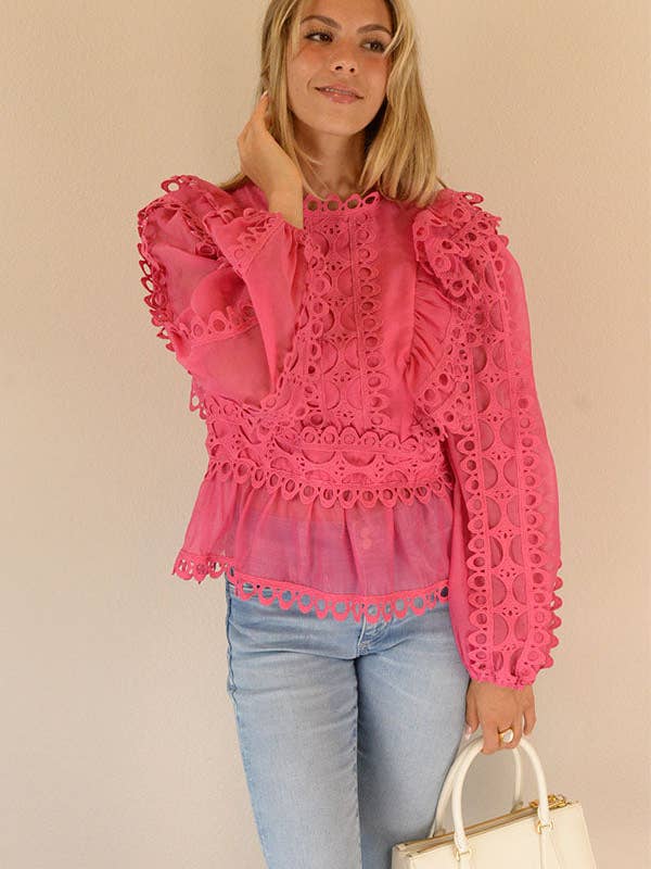 LACE DETAIL TOP - T2023LA048 for wholesale by Ambiente