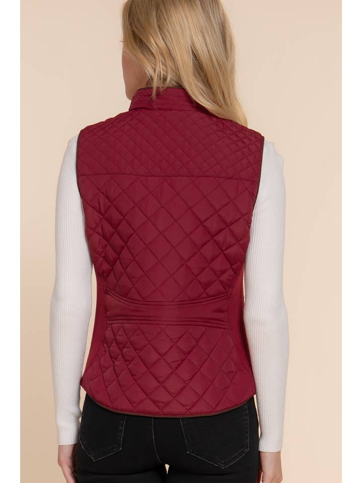 Active Basic | Active USA - Wholesale Outerwear Vest - Women's - Suede Piping Detail Rib Quilted Padding Vest33