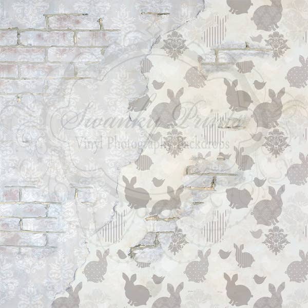 SWANKY PRINTS ORIGINAL 8 pi x 8 pi/mur de briques de damassé de Pâques pour la vente par Swanky Prints