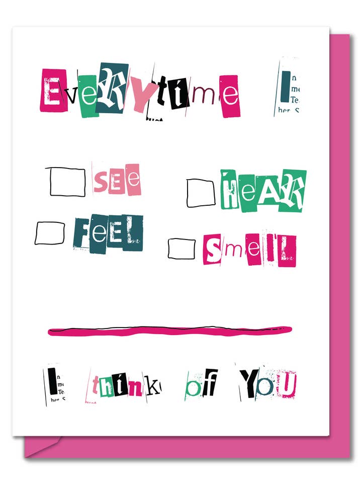 Thinking of You Ransom Note - Funny Everyday card for wholesale by Mirthos Paper