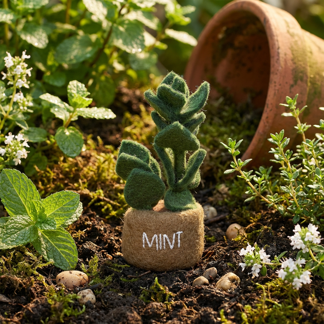 Felt So Good – wholesale Decorative tabletop object – Handmade Felt Herbs Standing Decoration Variety11