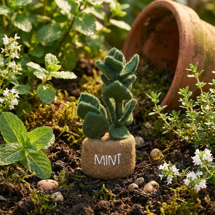 Felt So Good – wholesale Decorative tabletop object – Handmade Felt Herbs Standing Decoration Variety11