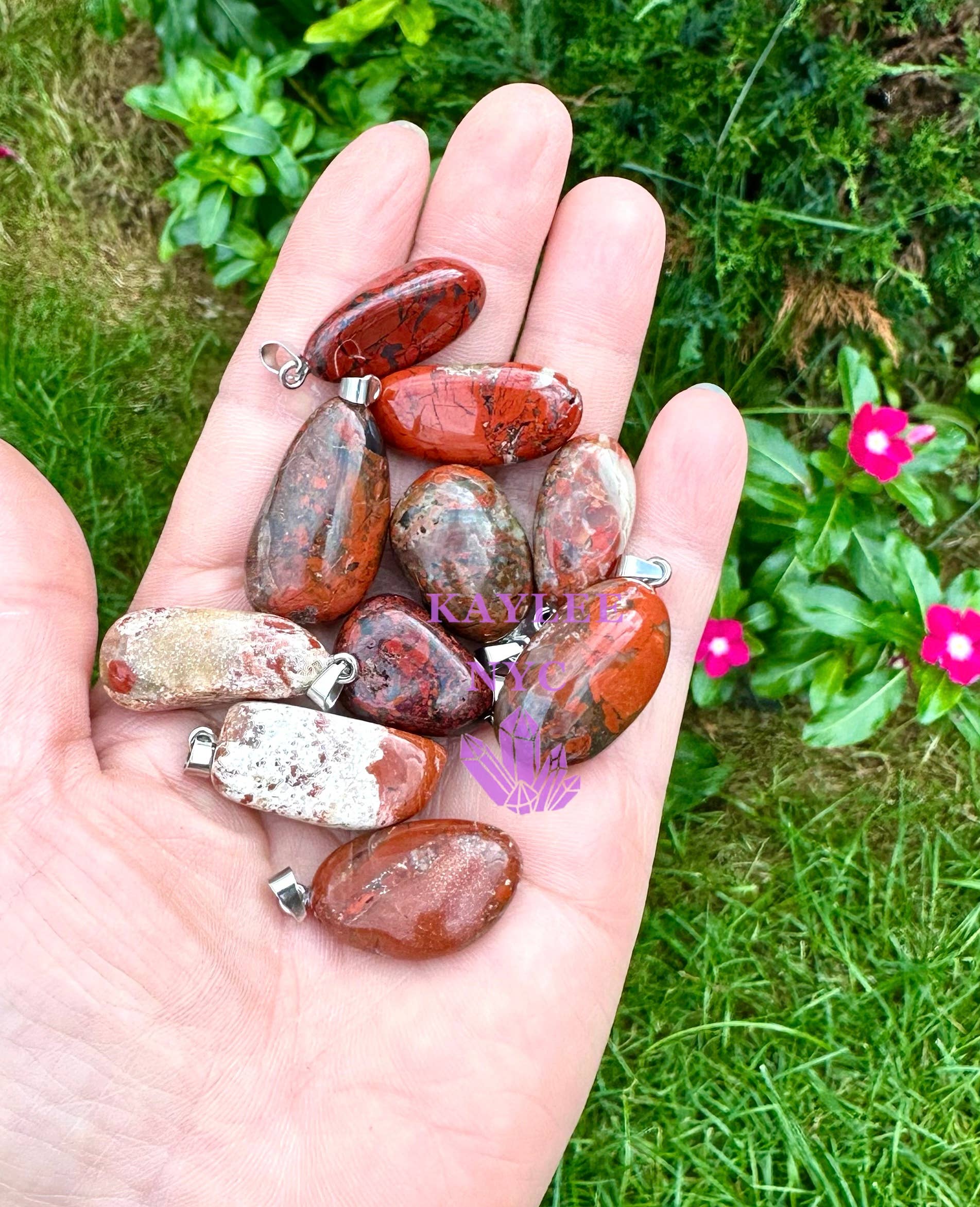 KayleeNYC – Engroshandel Vedhæng/charm – Naturlig rød jaspis krystalvedhæng2