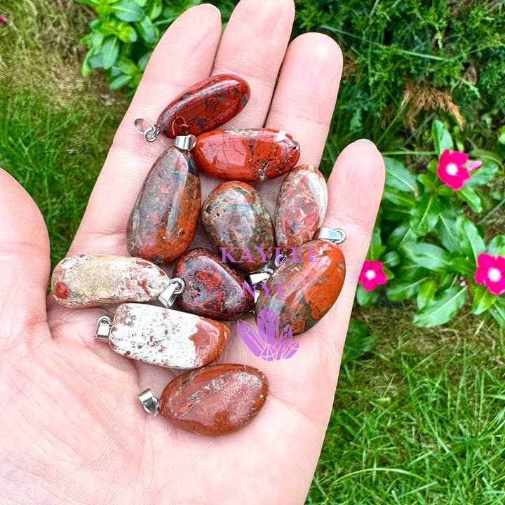 KayleeNYC - Wholesale Individual charm/pendant - Natural Red Jasper Crystal Pendant2